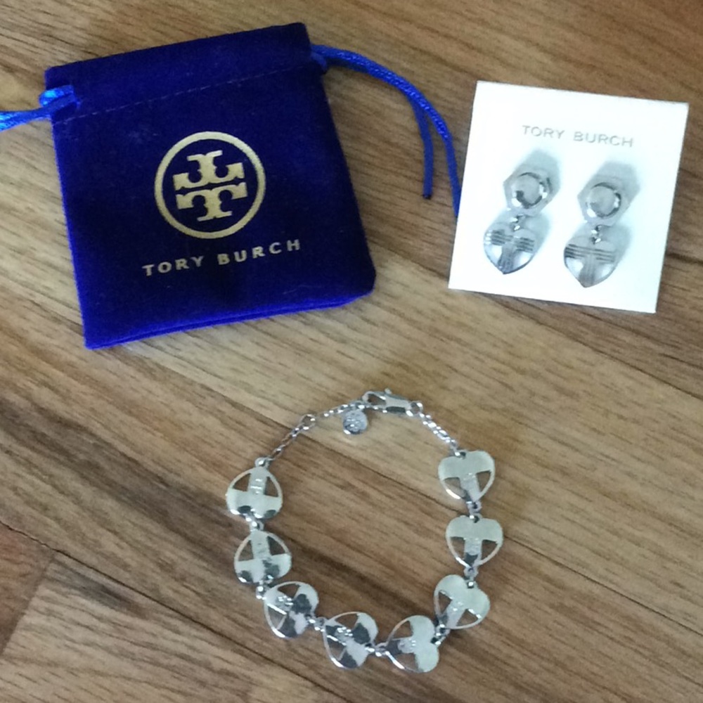 Tory Burch Signature Logo Heart Bracelet Set